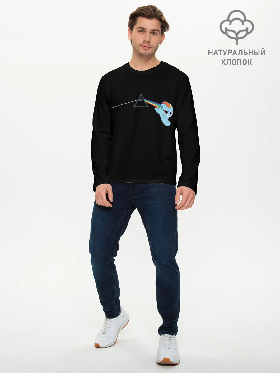 Мужской лонгслив базовый / Радуга Дэш х Пинк Флойд