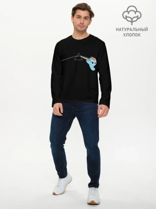 Мужской лонгслив базовый / Радуга Дэш х Пинк Флойд