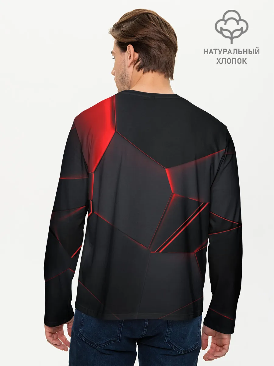 Мужской лонгслив базовый / Красные плиты 3D
