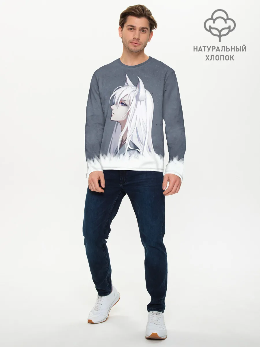 Мужской лонгслив базовый / Демон-лис Томоэ