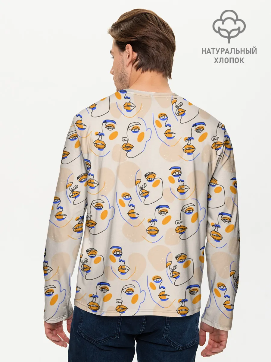 Мужской лонгслив базовый / Лица в графике
