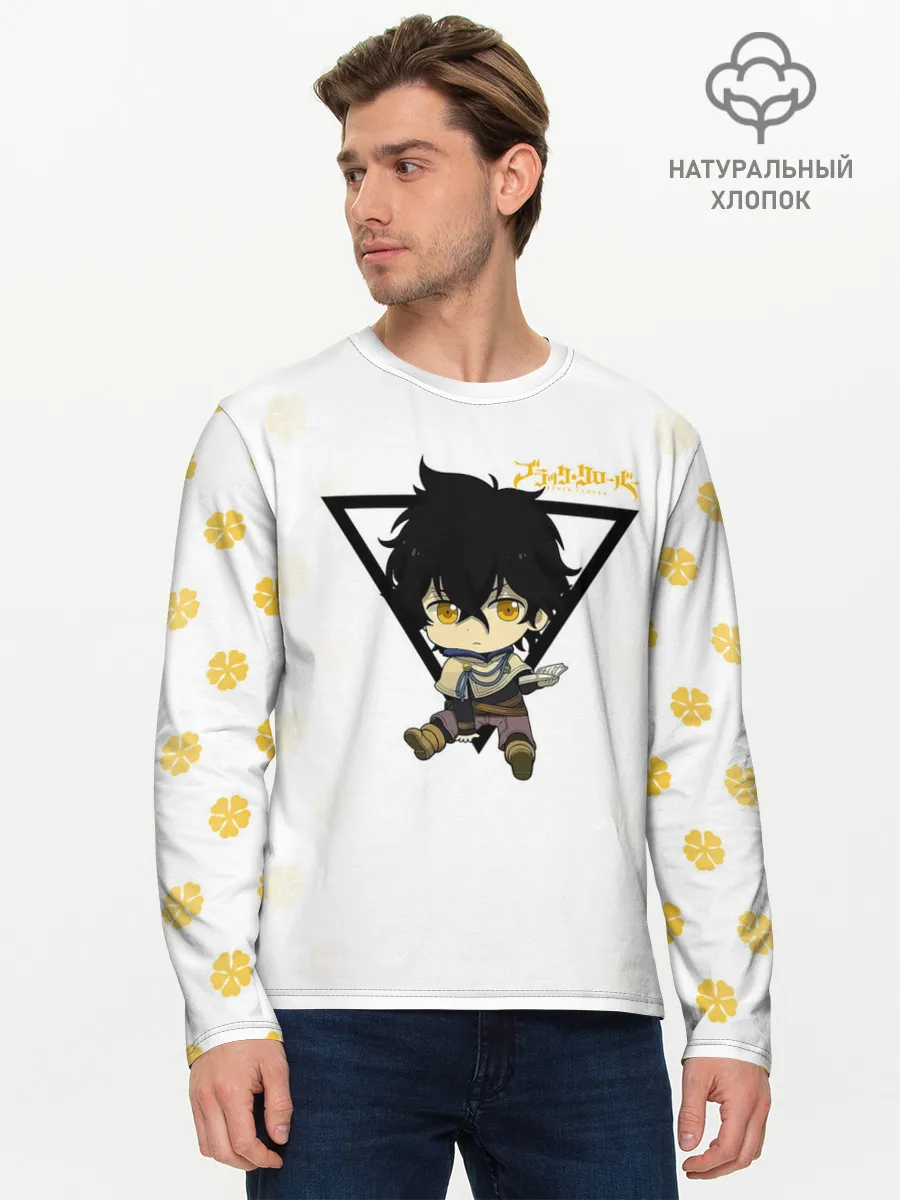 Мужской лонгслив базовый / Юно с книгой Черный Клевер