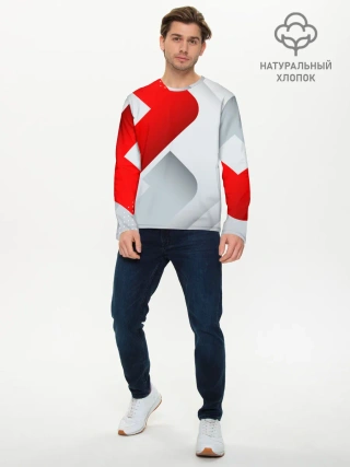 Мужской лонгслив базовый / 3D SPORT STYLE RED / WHITE