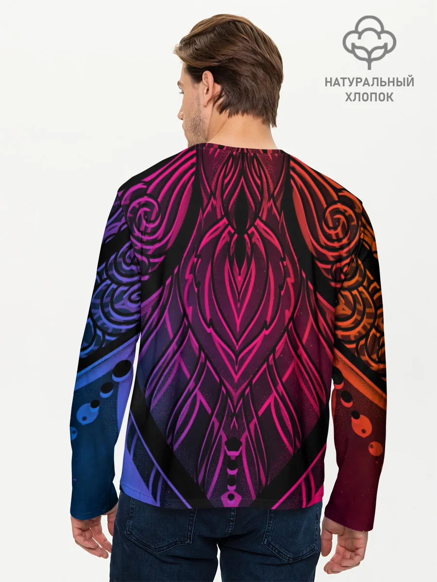 Мужской лонгслив базовый / Фиолетовый узор 3D
