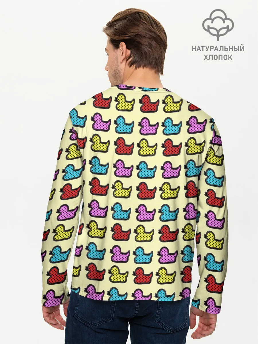 Мужской лонгслив базовый / Утиный фон | Утки | Ducks