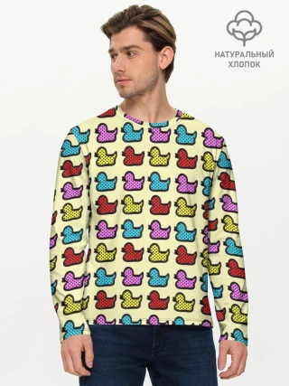 Мужской лонгслив базовый / Утиный фон | Утки | Ducks