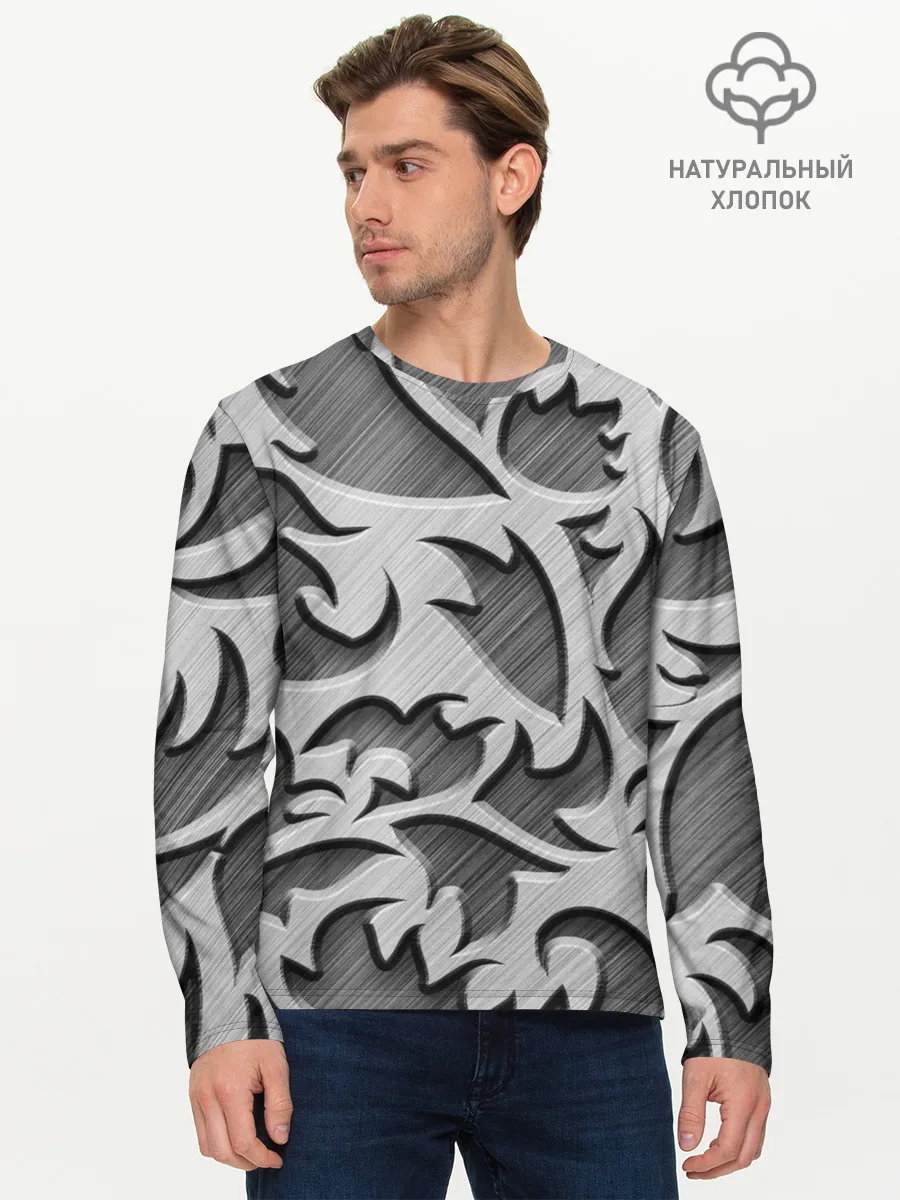 Мужской лонгслив базовый / Монохромный узор