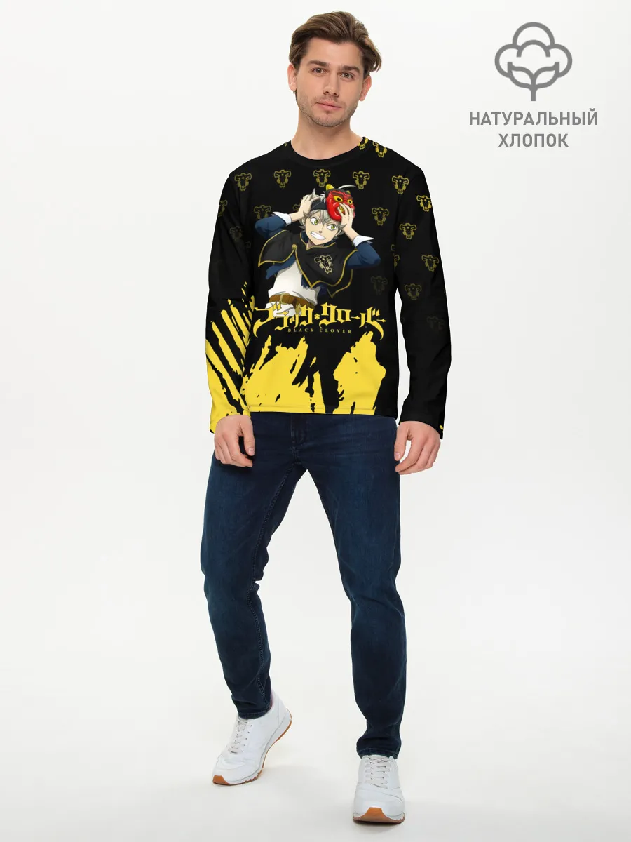 Мужской лонгслив базовый / Аста в маске демона | Чёрный Клевер