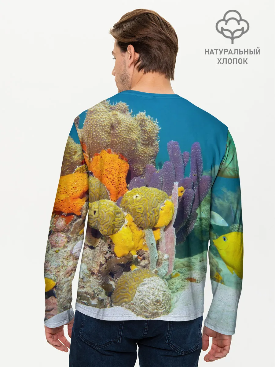 Мужской лонгслив базовый / Морской мир