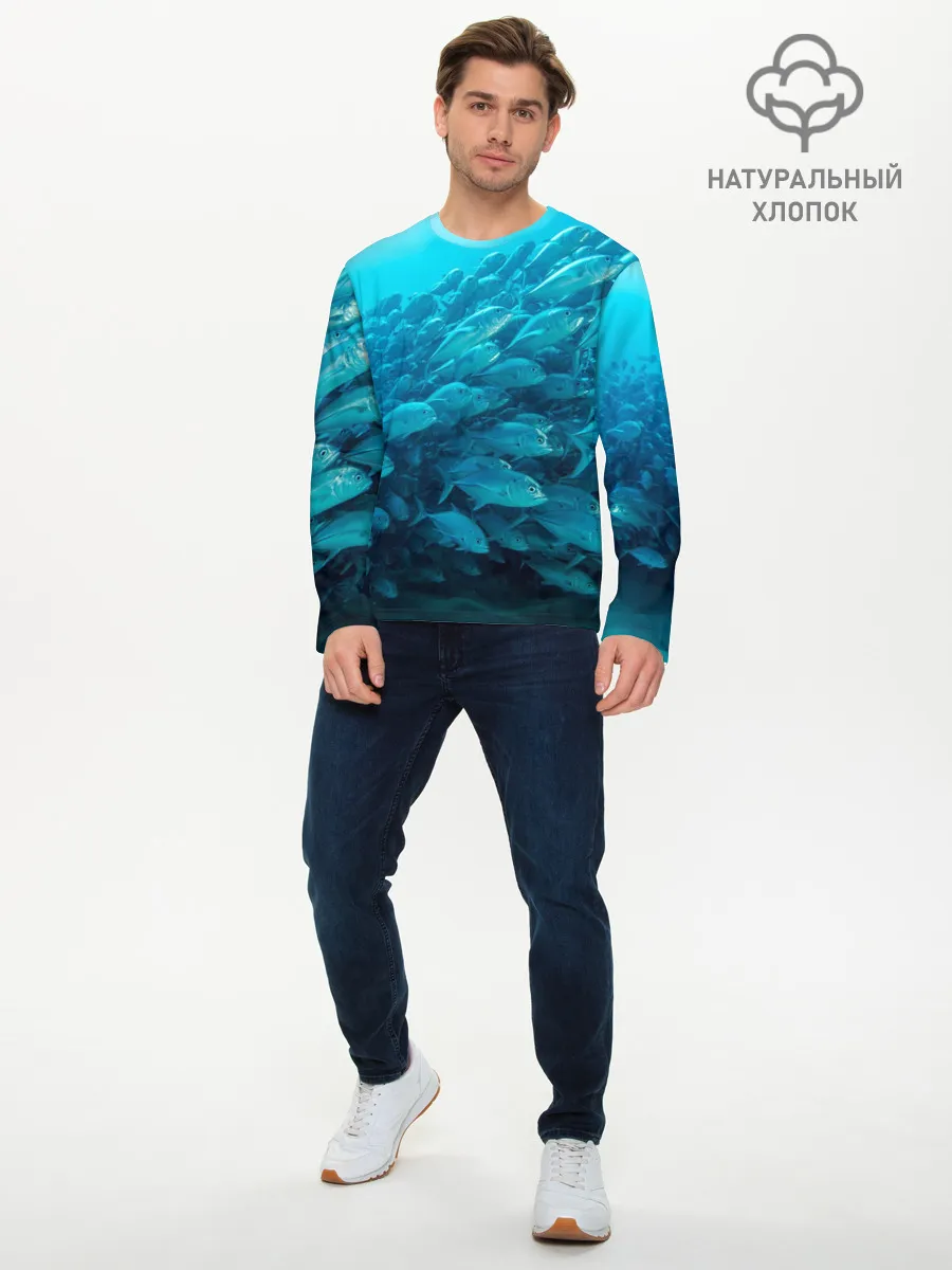Мужской лонгслив базовый / Морской мир