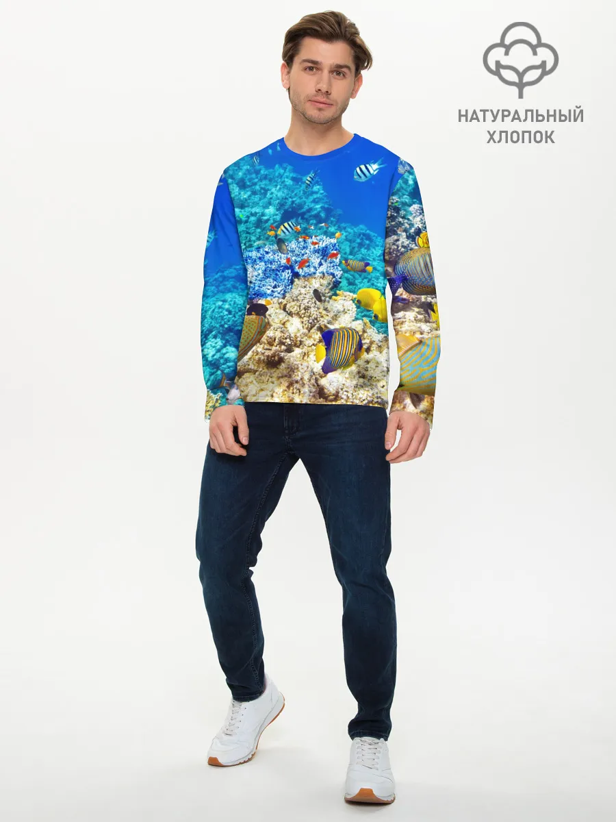 Мужской лонгслив базовый / Морской мир