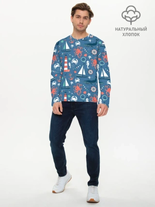 Мужской лонгслив базовый / Морские жители