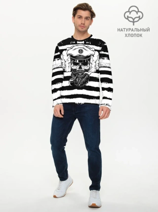 Мужской лонгслив базовый / ТЕЛЬНЯШКА ВМФ | ЧЕРЕП ФУРАЖКА