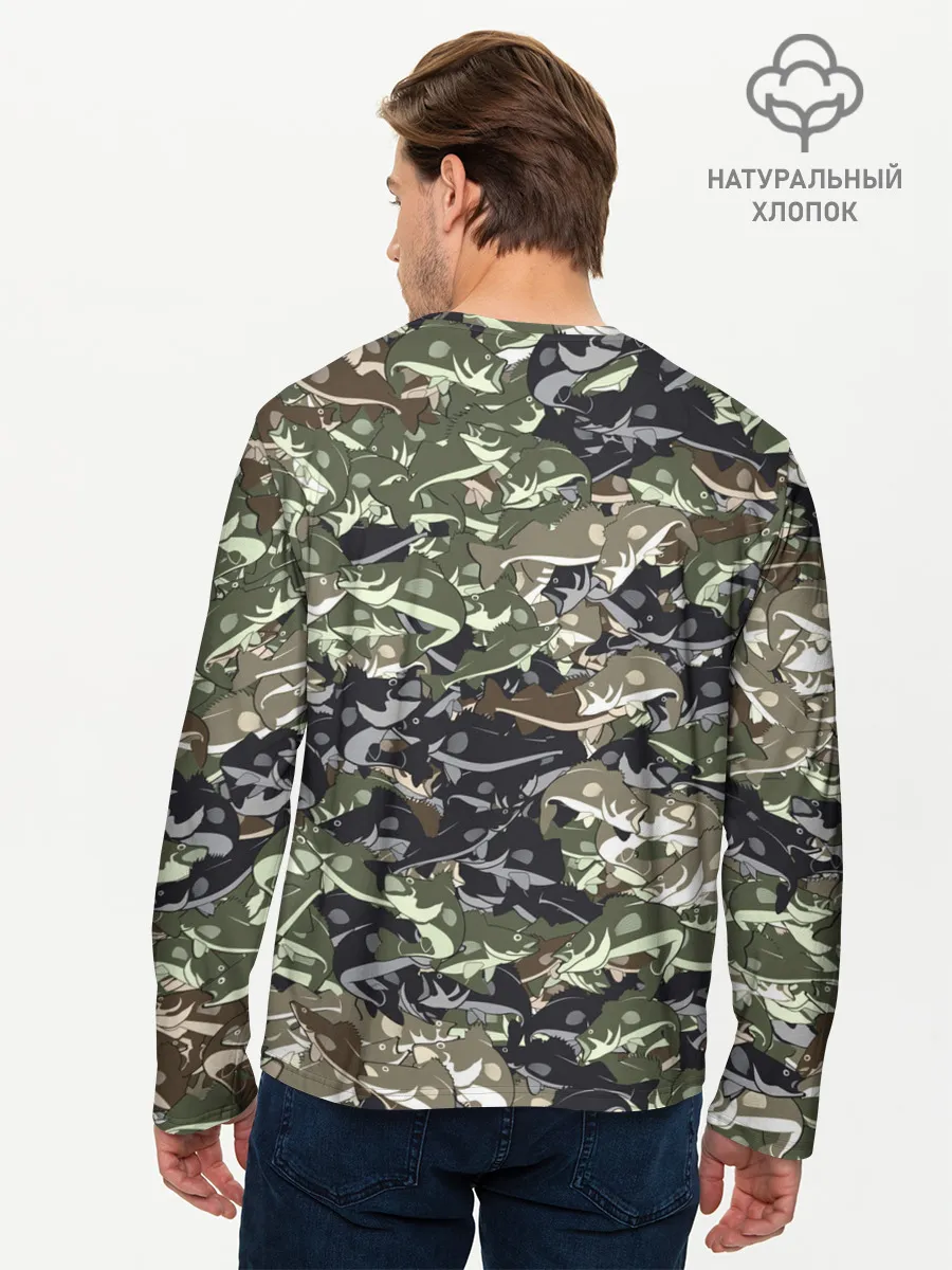 Мужской лонгслив базовый / Камуфляж для рыбака