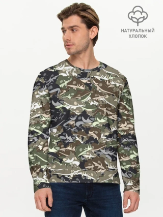 Мужской лонгслив базовый / Камуфляж для рыбака