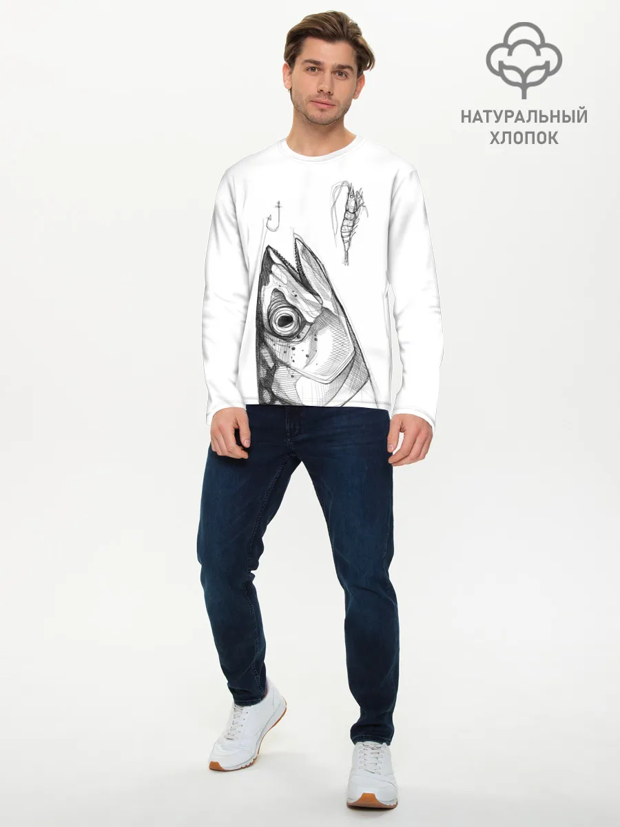Мужской лонгслив базовый / рыбка