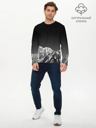 Мужской лонгслив базовый / ГОРЫ В МОЕМ СЕРДЦЕ | КАМУФЛЯЖ