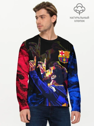 Мужской лонгслив базовый / ЛИОНЕЛЬ МЕССИ / ОГОНЬ / FIRE