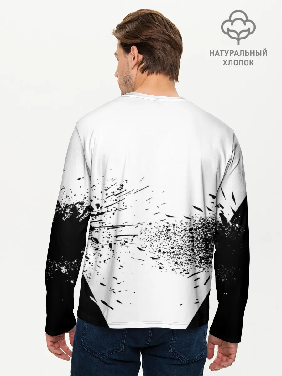 Мужской лонгслив базовый / Чёрный клевер с иероглифами
