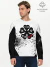 Мужской лонгслив базовый / Чёрный клевер с иероглифами