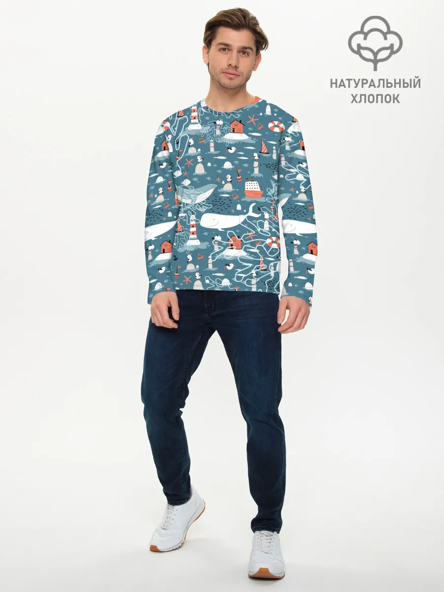 Мужской лонгслив базовый / Море и его жители