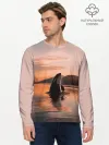 Мужской лонгслив базовый / касатки на закате