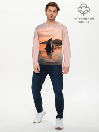 Мужской лонгслив базовый / касатки на закате