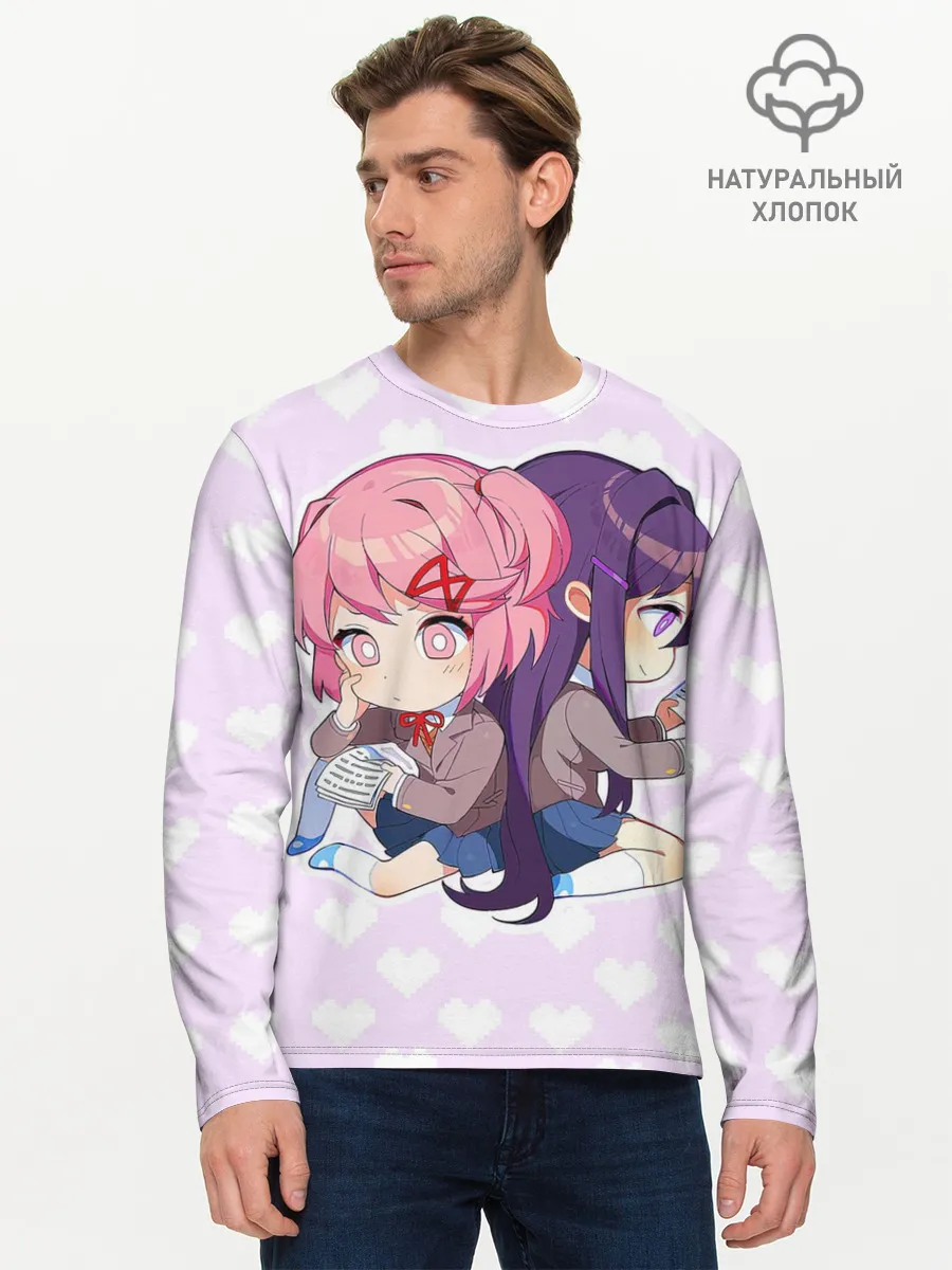 Мужской лонгслив базовый / Chibi Natsuki and Yuri