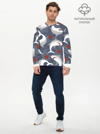 Мужской лонгслив базовый / Акулы
