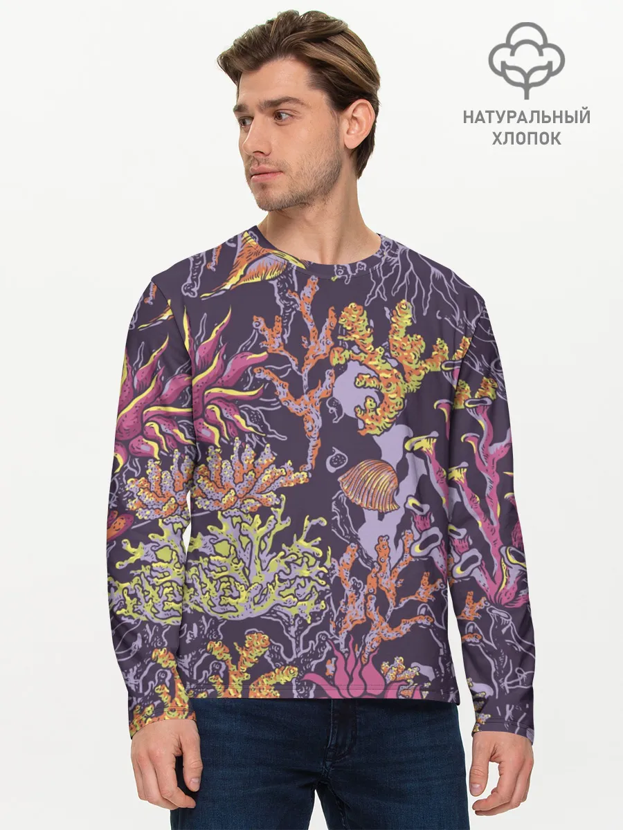 Мужской лонгслив базовый / Кораллы