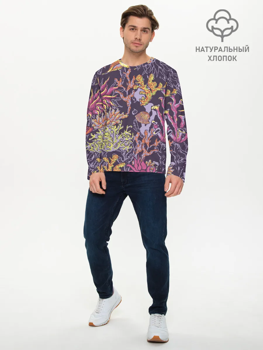 Мужской лонгслив базовый / Кораллы