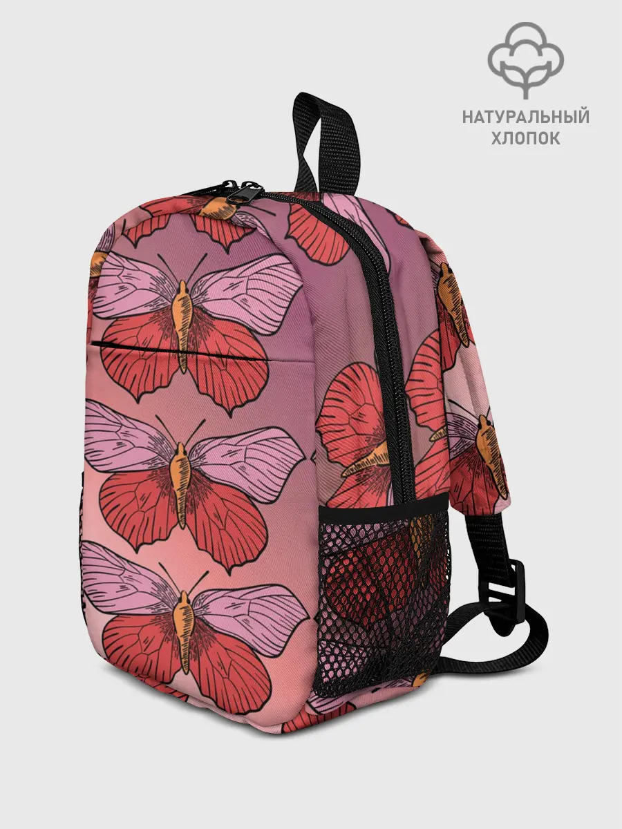 Рюкзак детский / Розовый принт с бабочками
