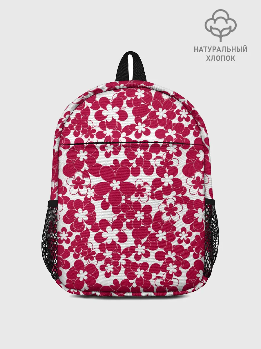 Рюкзак детский / Бело-красный цветочный