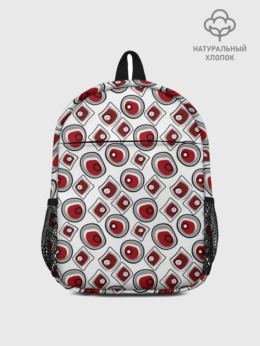 Рюкзак детский / Красно черный узор на белом