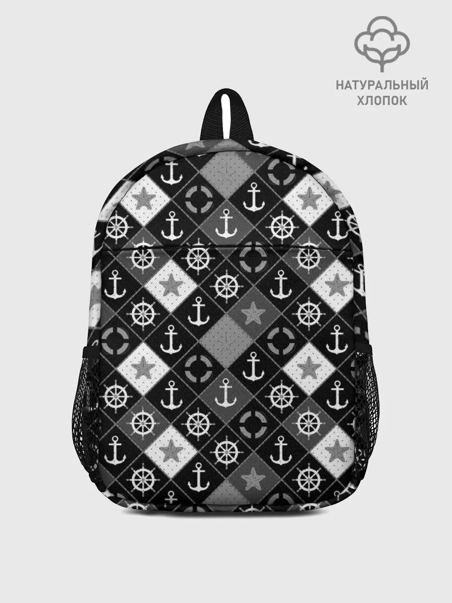 Рюкзак детский / Черно-белый морской плед