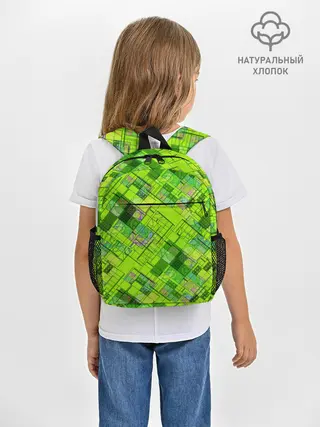 Рюкзак детский / Ярко-зеленый абстрактный узор