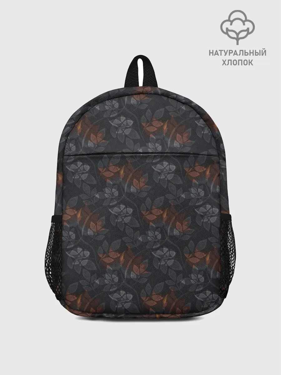 Рюкзак детский / Серо-коричневый цветочный узор