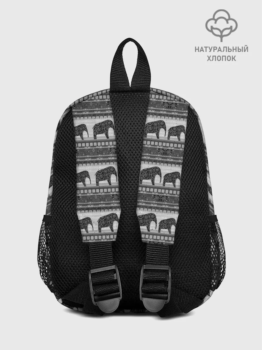 Рюкзак детский / Черно-белый узор слоны