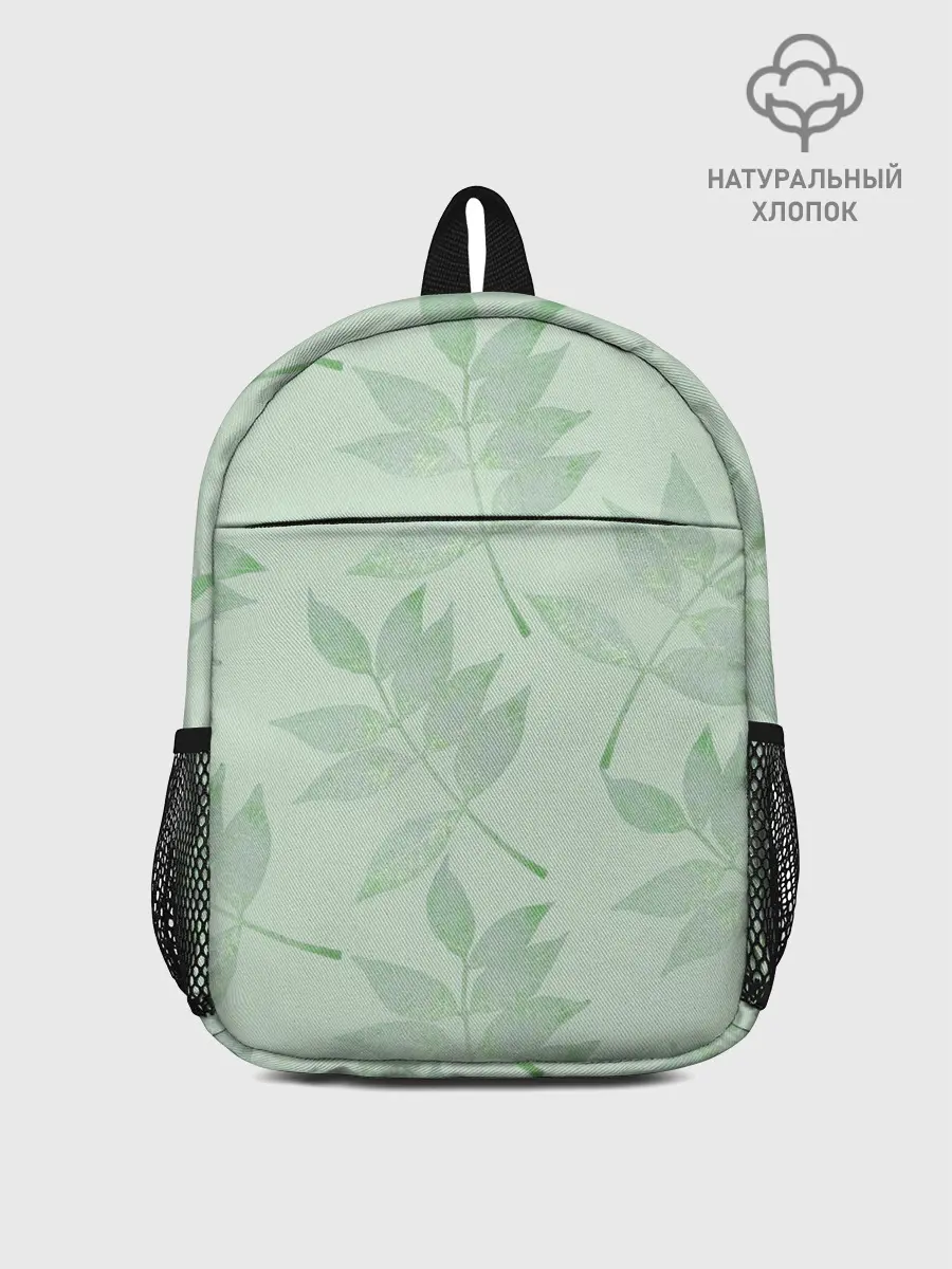 Рюкзак детский / Зеленые листья на светло зеленом