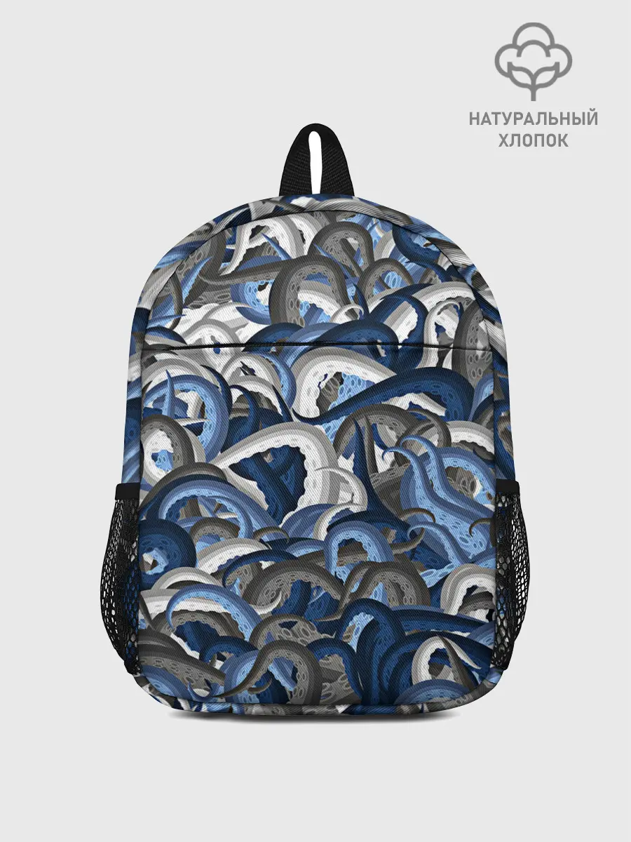Рюкзак детский / Синий камуфляж с щупальцами