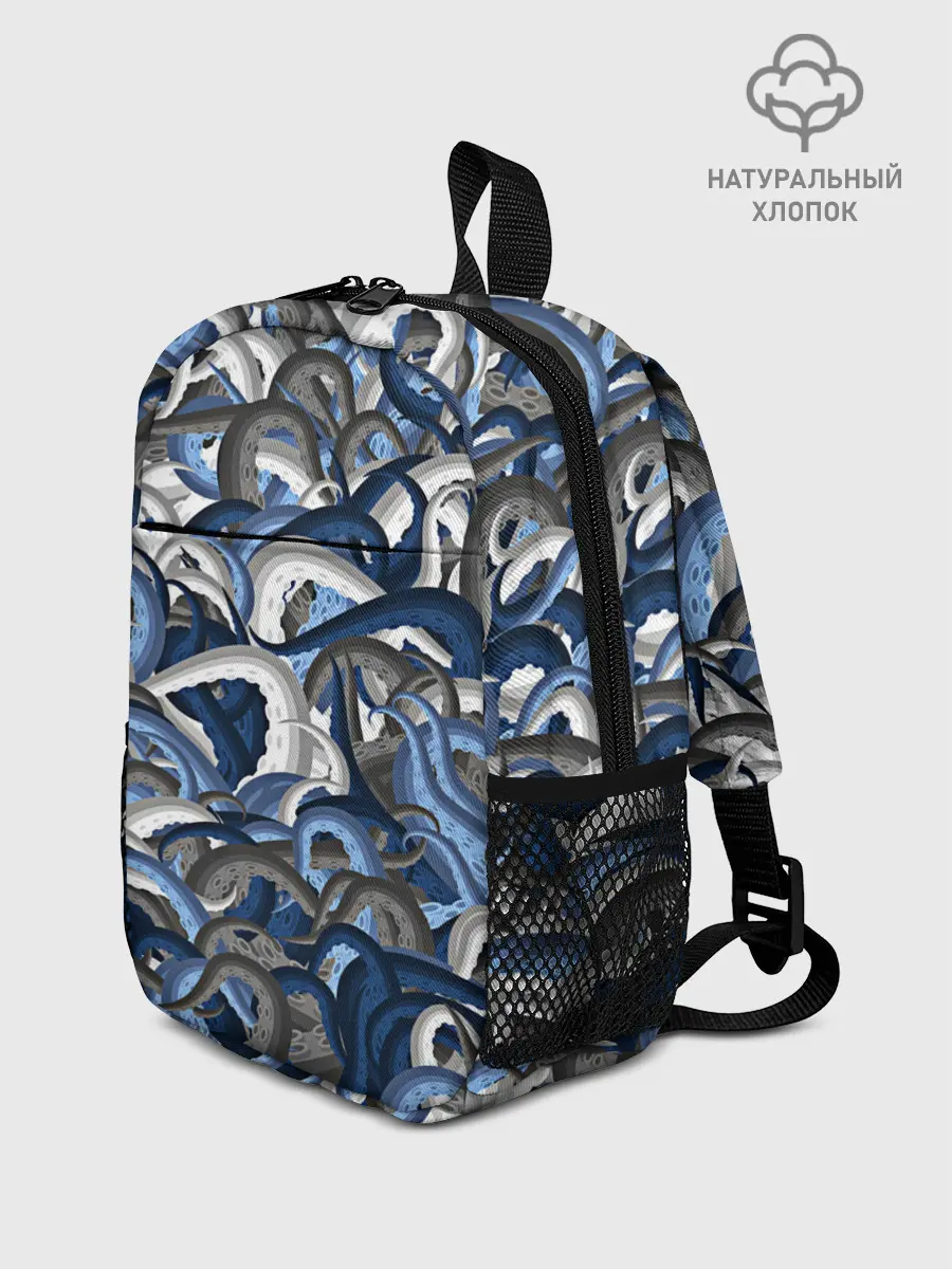 Рюкзак детский / Синий камуфляж с щупальцами