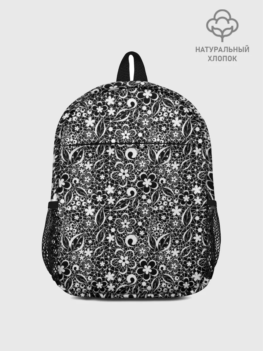 Рюкзак детский / Кружевной черно белый узор