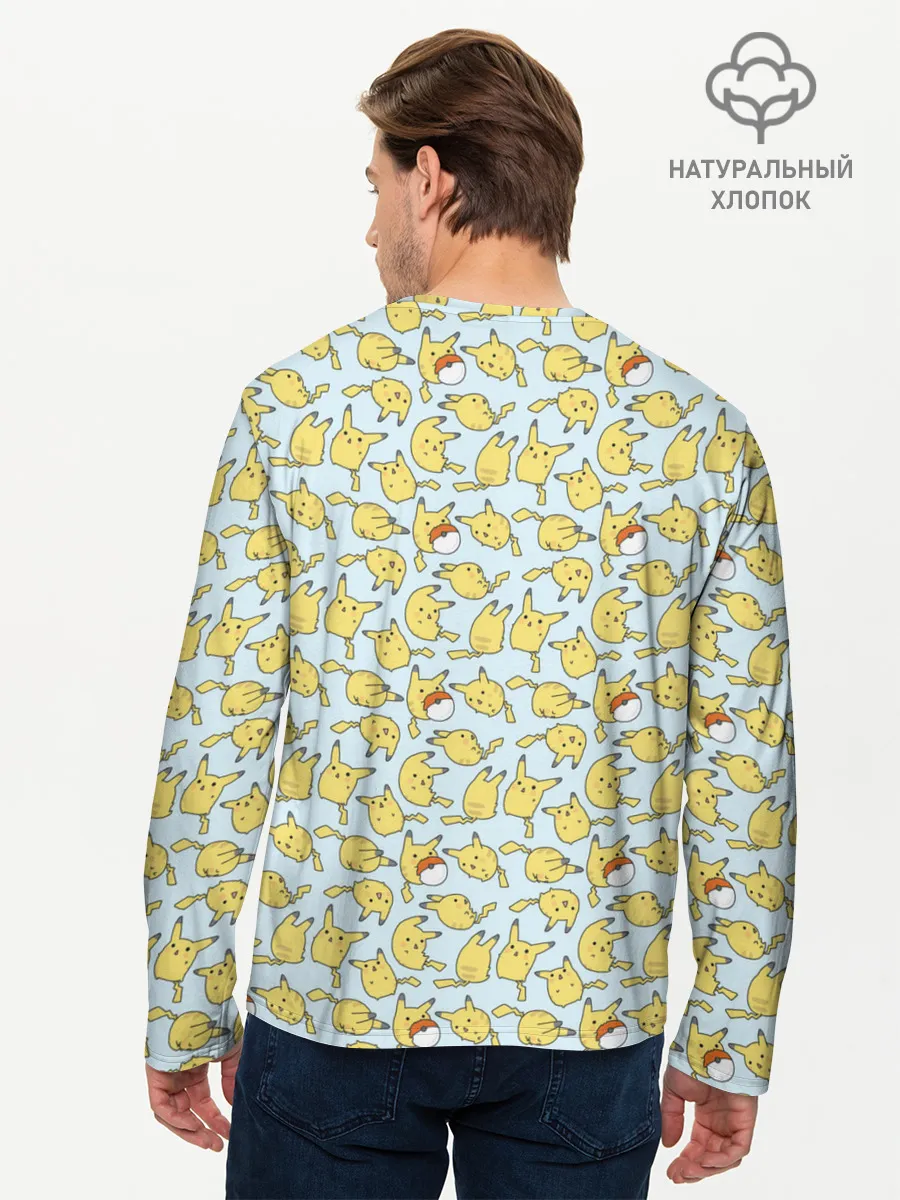 Мужской лонгслив базовый / Пикачу.