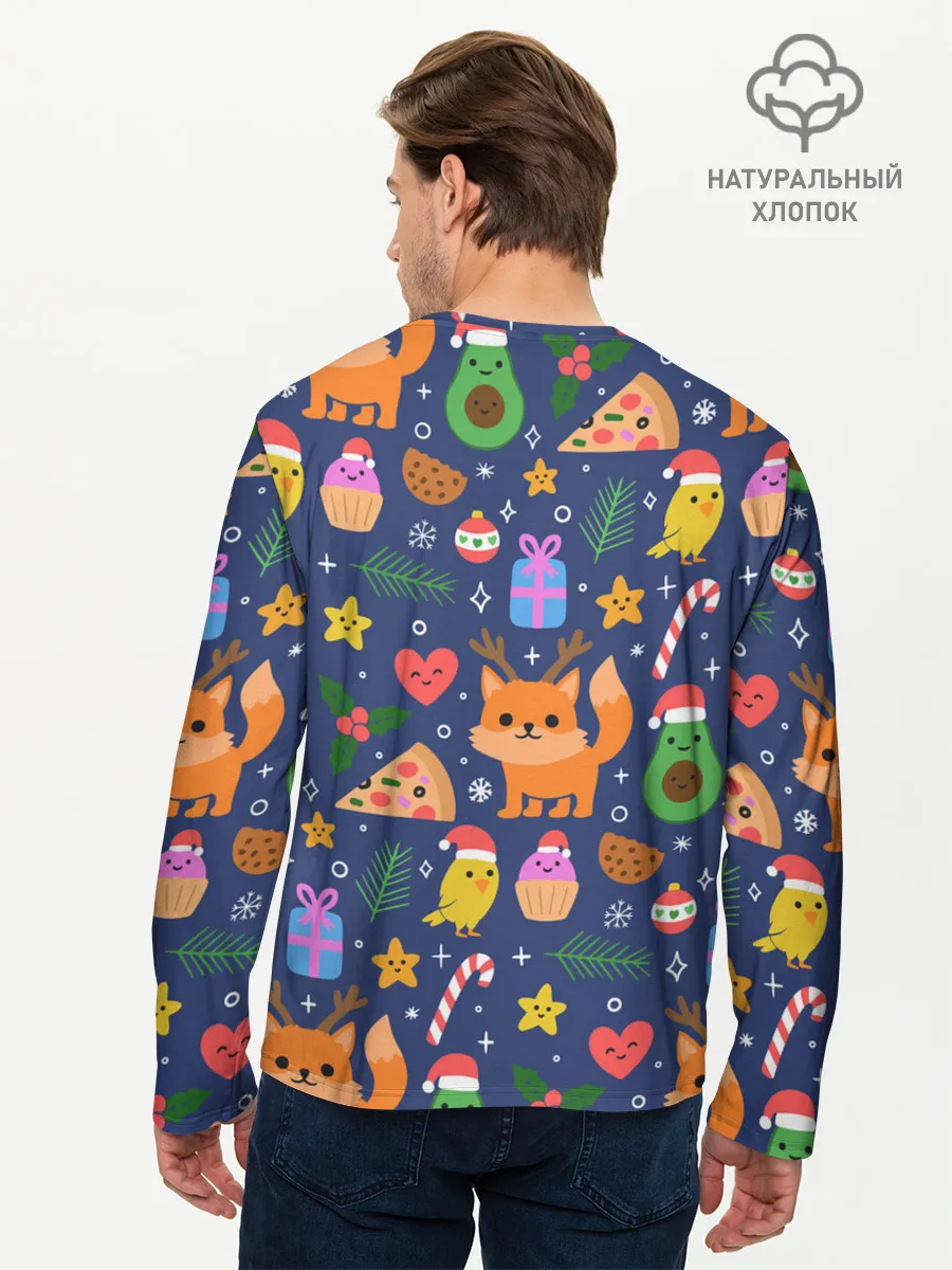Мужской лонгслив базовый / Новогодний макет