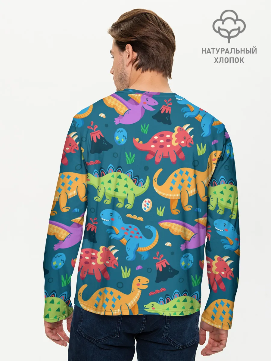 Мужской лонгслив базовый / Арт с динозаврами