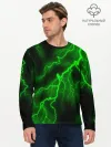 Мужской лонгслив базовый / МОЛНИЯ GREEN NEON