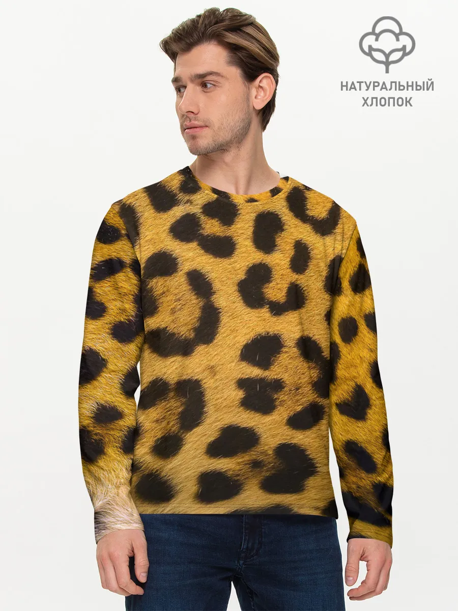 Мужской лонгслив базовый / Леопард