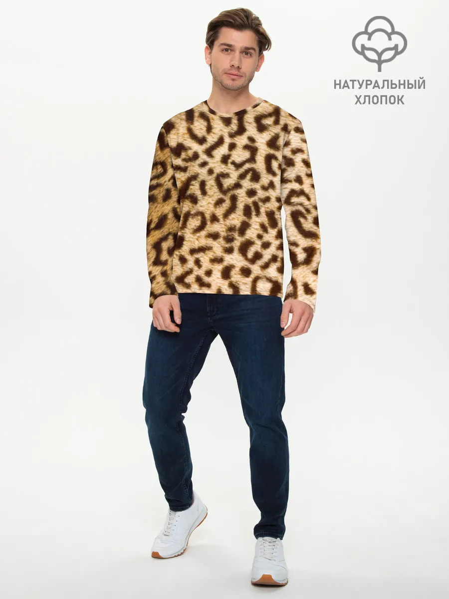 Мужской лонгслив базовый / Леопард
