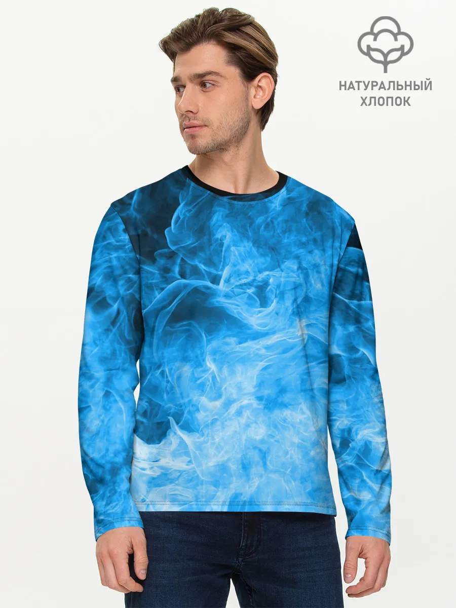 Мужской лонгслив базовый / ОГОНЬ BLUE