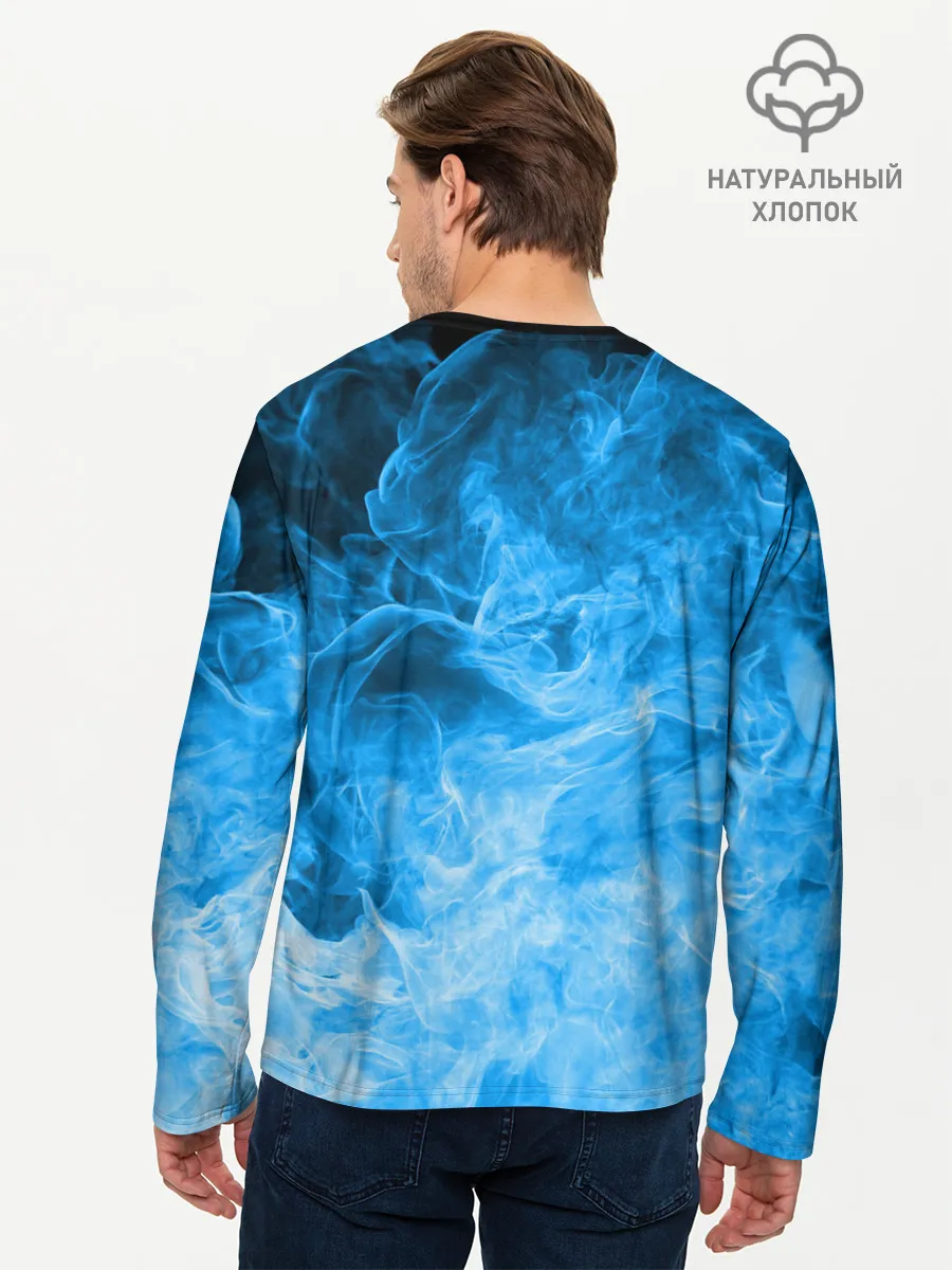 Мужской лонгслив базовый / ОГОНЬ BLUE